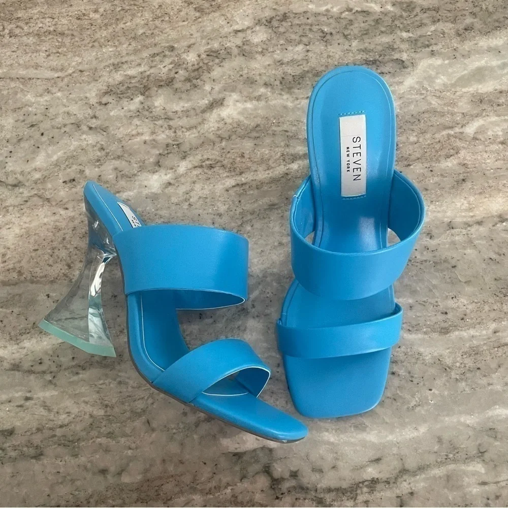 Nwt Steven New York Brinne Lucite Strappy Sandal Light Blue Size 7.5